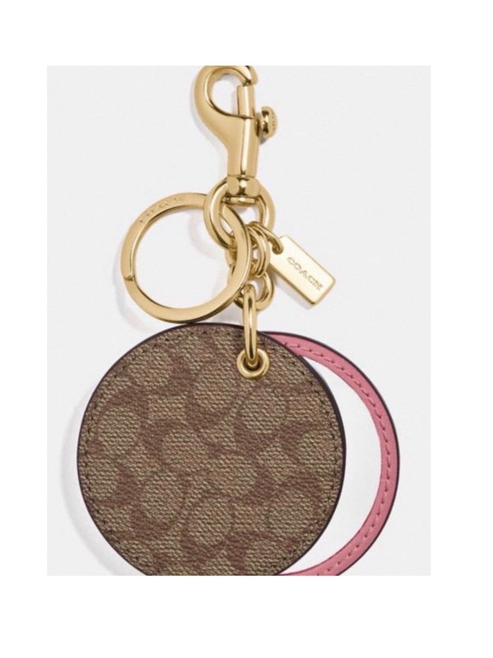 Coach Mirror Bag Charm Key Chain Signature Canvas